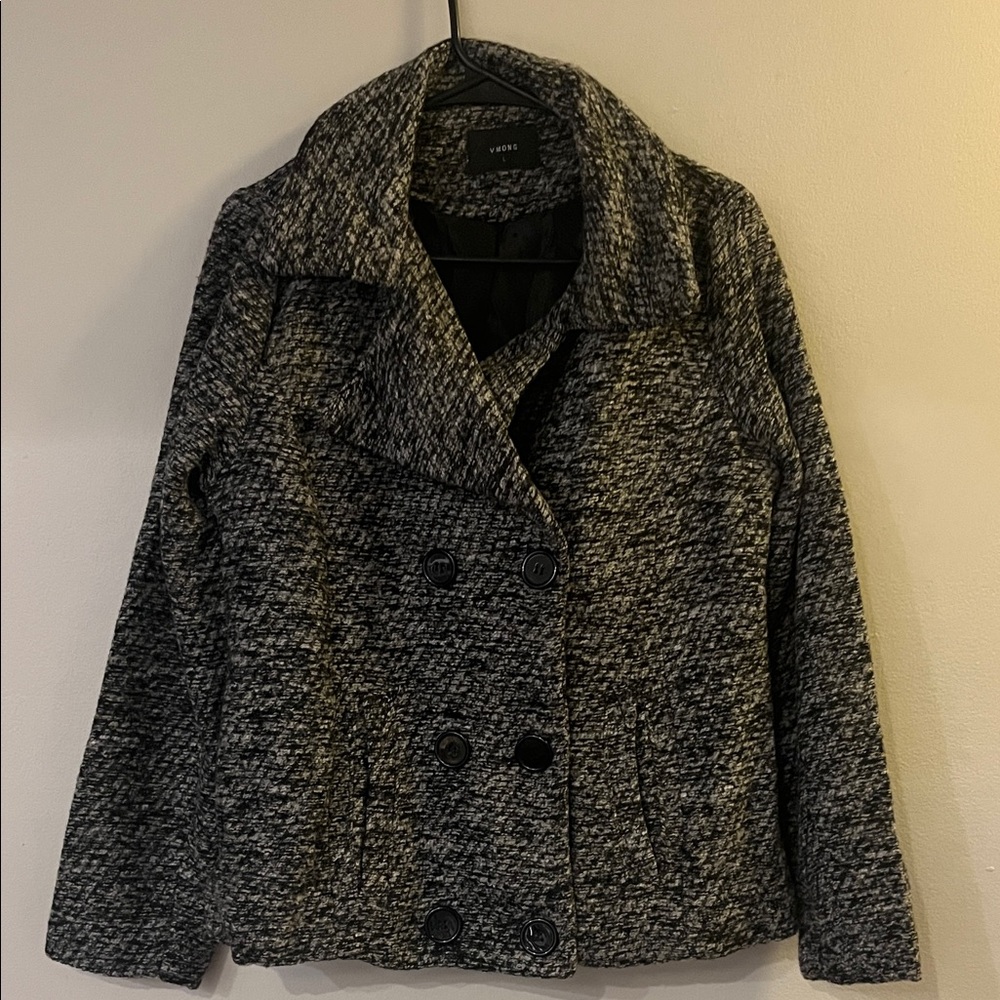 VMONG Women's Charcoal Peacoat